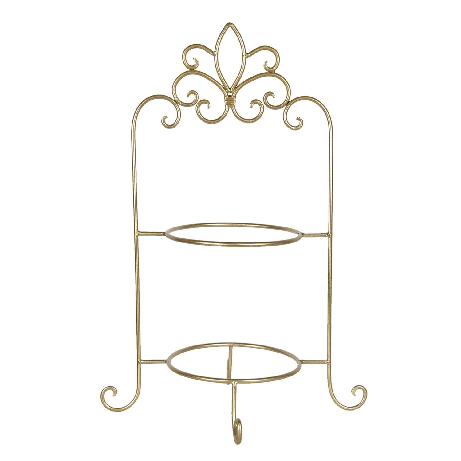 Zlatý kovový ozdobný stojan na talíře dvoupatrový - 38*30*57 cm Clayre & Eef - LaHome - vintage dekorace