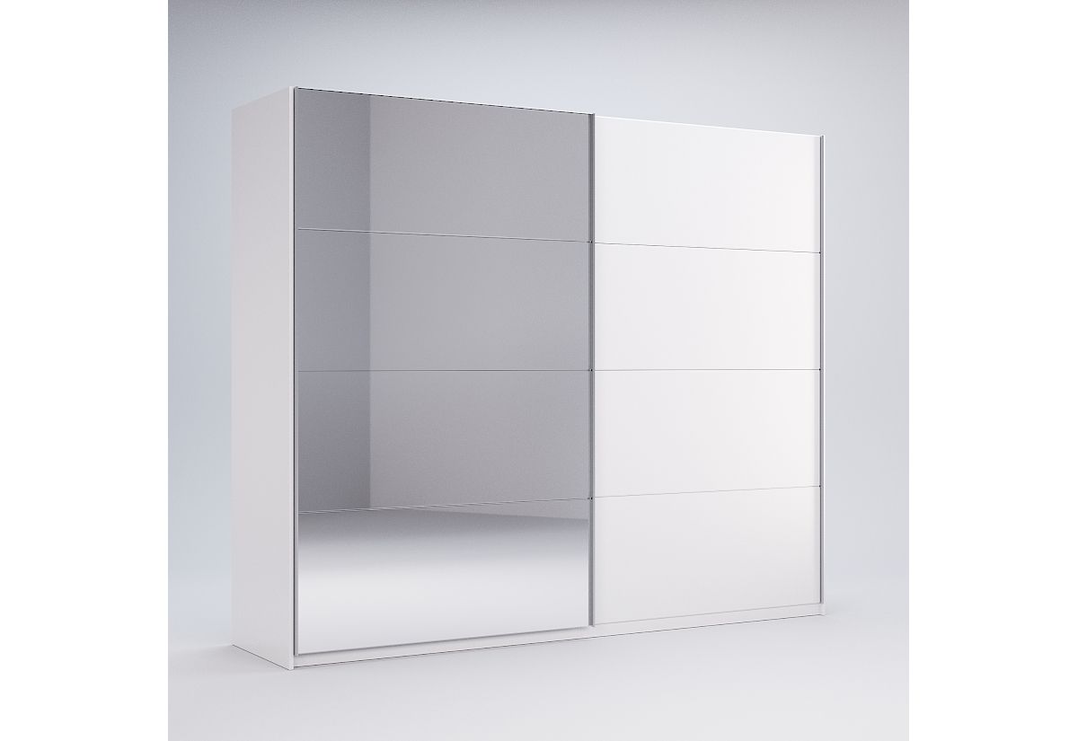 Posuvná skříň CERTEZA se zrcadlem, 250x211,5x61,5, bílá/bílý lesk - Expedo s.r.o.