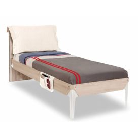 CLK Studentská postel 100x200cm s polštářem Veronica-dub světlý/bílá
