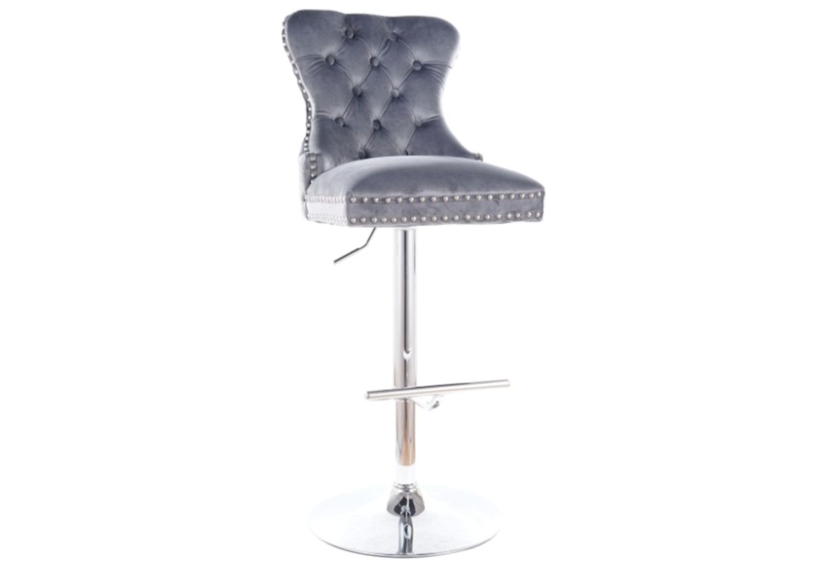 Barová židle AUGUSTUS C H-1 Velvet, 45x103x39, šedá/chrom - Expedo s.r.o.