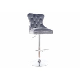 Barová židle AUGUSTUS C H-1 Velvet, 45x103x39, šedá/chrom