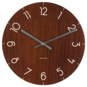 Skleněné nástěnné hodiny - Karlsson Glass Wood Small Dark, Ø 17 cm - Favi.cz