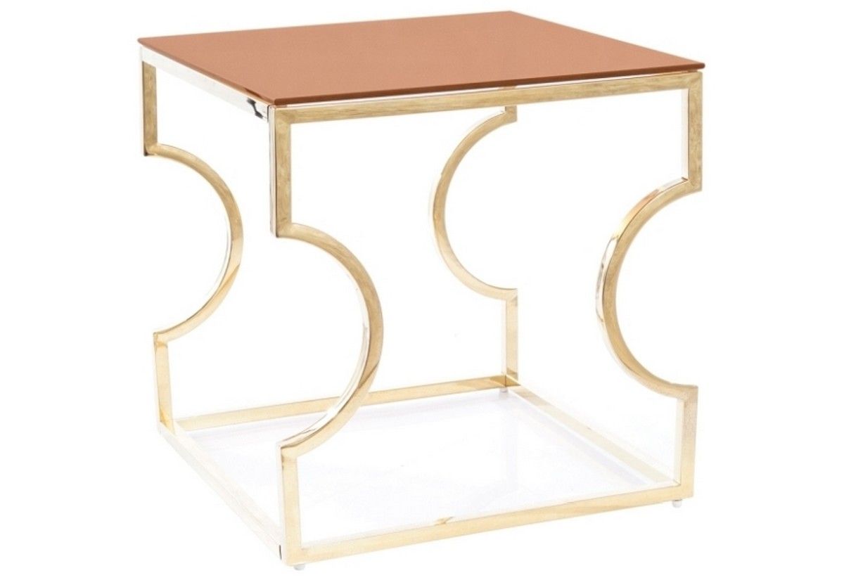Konferenční stolek FLOWER B, 55x55x55, jantarová/zlatá - Expedo s.r.o.