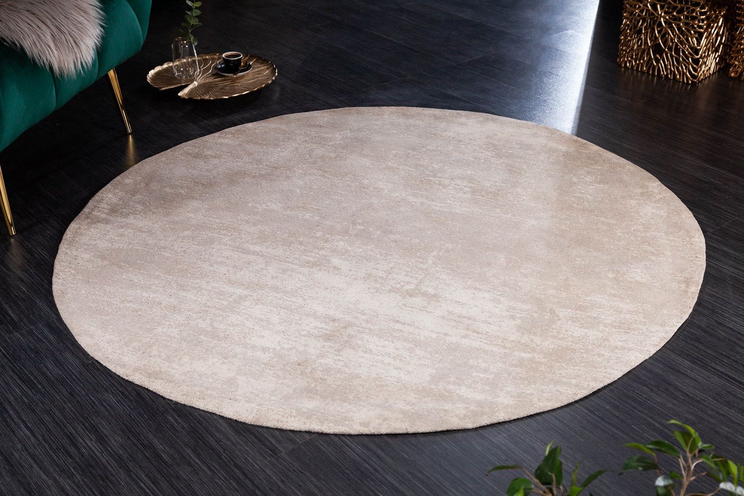 LuxD Designový kulatý koberec Rowan 150 cm béžový - Estilofina-nabytek.cz