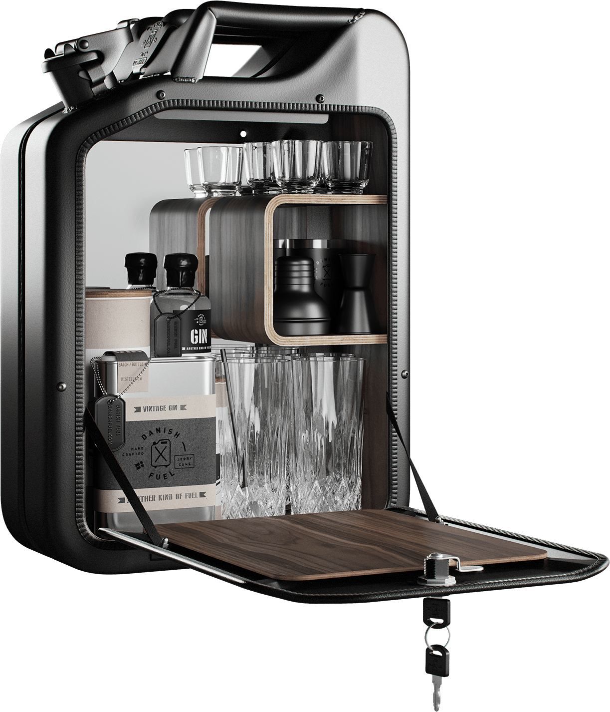 Minibar / kanistr - Bar Cabinet, Nano Black, 6 variant - Danish Fuel Varianta: Walnut Mdum - M DUM.cz