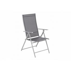 Skládací zahradní židle ocel / textilen Stříbrná / šedá