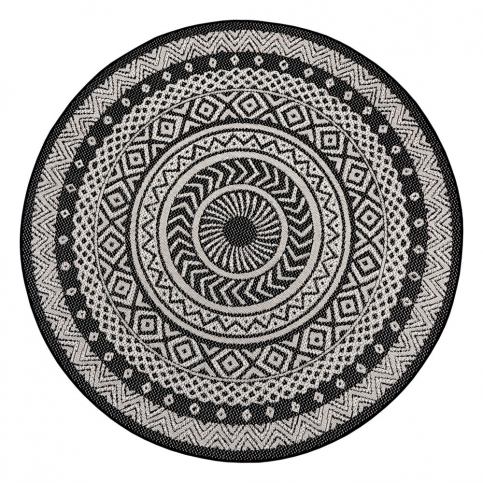 Černo-šedý venkovní koberec Ragami Round, ø 120 cm Bonami.cz