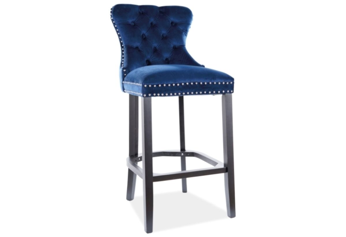 Barová židle AUGUST H1 VELVET Černý Podstavec/tmavě modrý BLUVEL 86 - Expedo s.r.o.