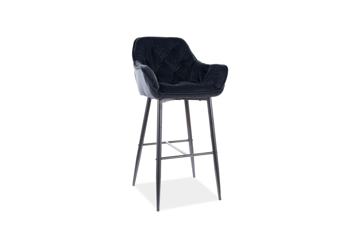 Barová židle CHERRY H1 VELVET Černá Konstrukce/Černý BLUVEL 19 - Expedo s.r.o.