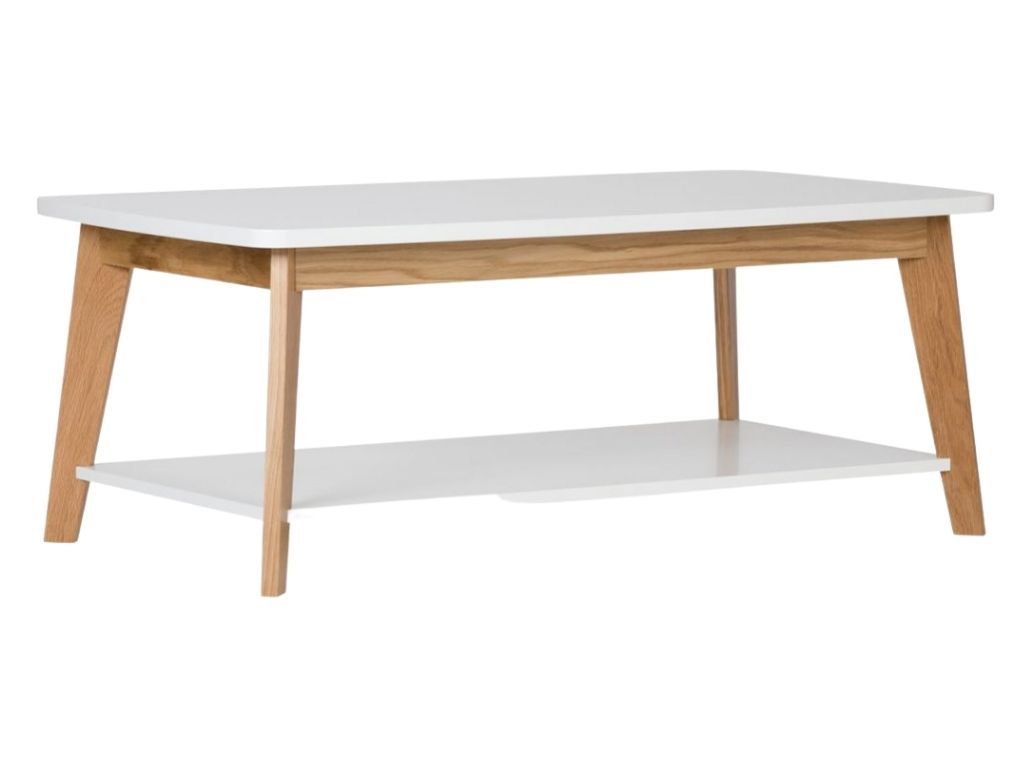 Bílý konferenční stolek Woodman Kensal Nordic s dubovou podnoží 115x65 cm - Designovynabytek.cz