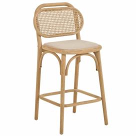 Dubová barová židle LaForma Doriane s ratanovým opěradlem 65 cm