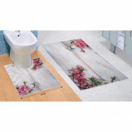 Bellatex Sada koupelnových předložek Květ růžová 3D, 60 x 100 cm, 50 x 60 cm