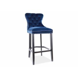 Barová židle AUGUST H1 VELVET Černý Podstavec/tmavě modrý BLUVEL 86