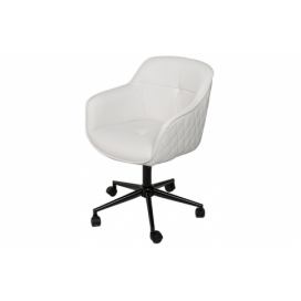 Moebel Living Bílá koženková konferenční židle Marten na kolečkách