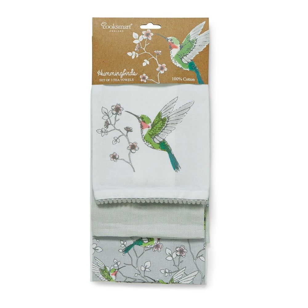 Bavlněné utěrky v sadě 3 ks 45x65 cm Hummingbirds – Cooksmart ® - Bonami.cz