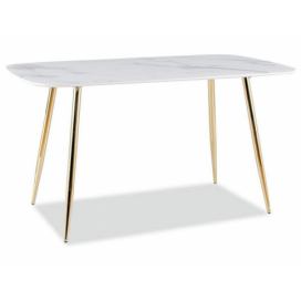 Stůl CERES bílý mramorový efekt/ZLATÁ Konstrukce 140X80