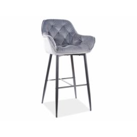 Barová židle CHERRY H1 VELVET Černá Konstrukce/šedý BLUVEL 14