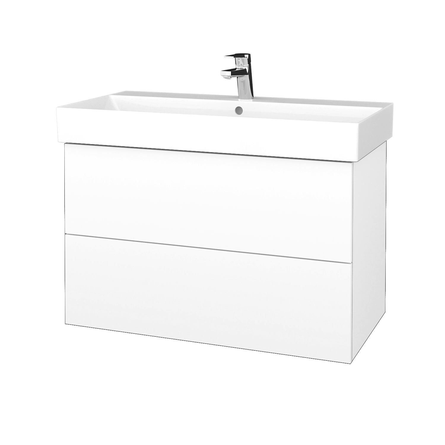 Dřevojas Koupelnová skříňka VARIANTE SZZ2 85 umyvadlo Glance - M01 Bílá mat / M01 Bílá mat - Dřevojas