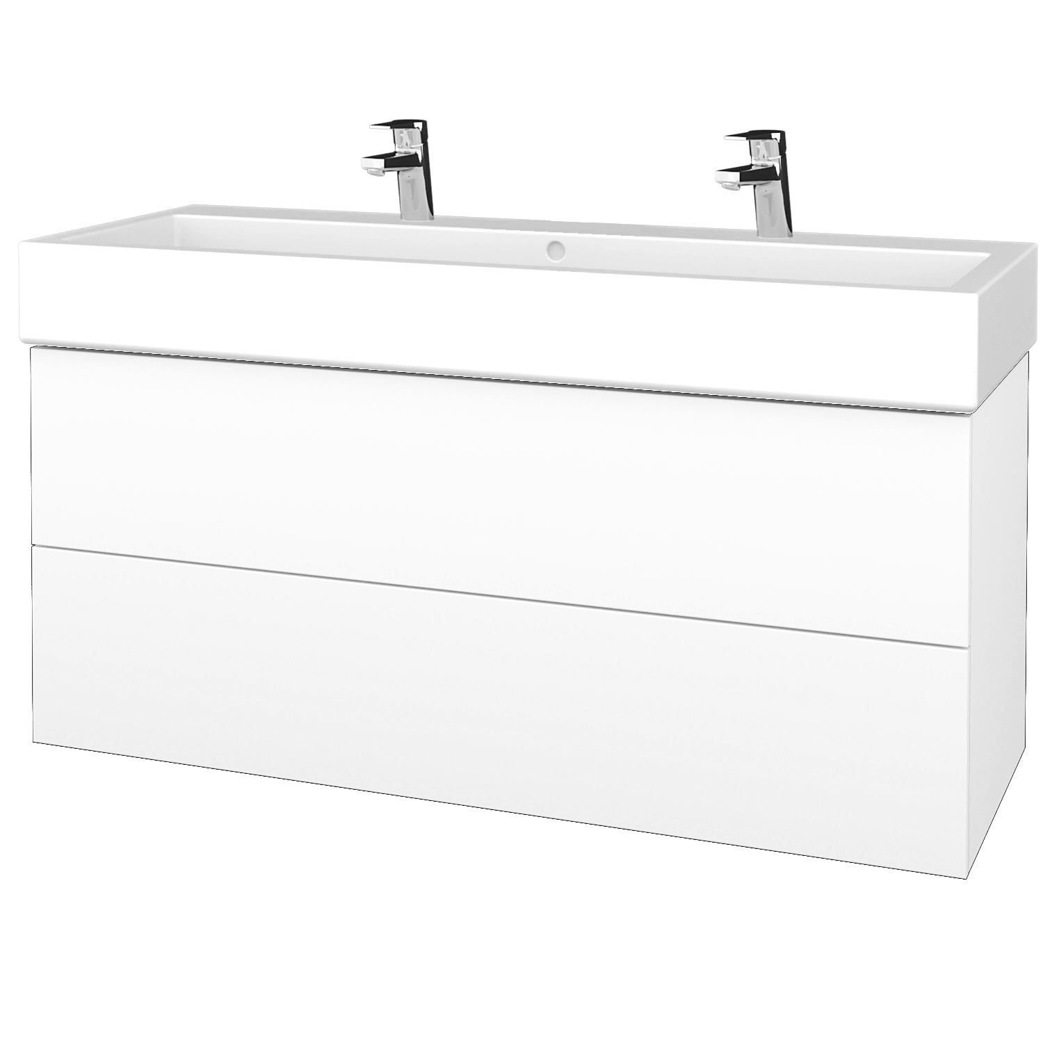 Dřevojas Koupelnová skříňka VARIANTE SZZ2 120 pro umyvadlo Duravit Vero - M01 Bílá mat / M01 Bílá mat - Dřevojas