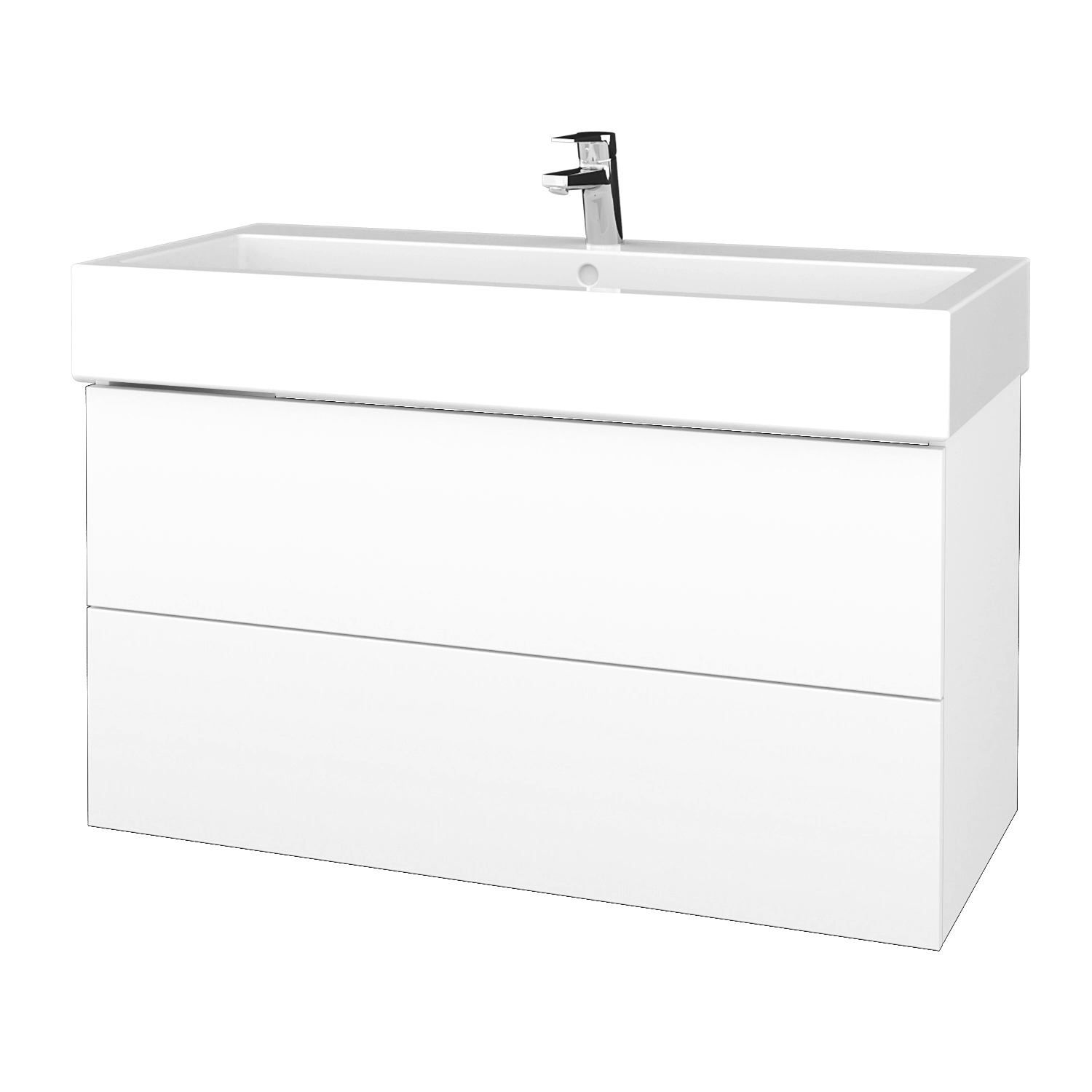 Dřevojas Koupelnová skříňka VARIANTE SZZ2 100 pro umyvadlo Duravit Vero - M01 Bílá mat / M01 Bílá mat - Dřevojas