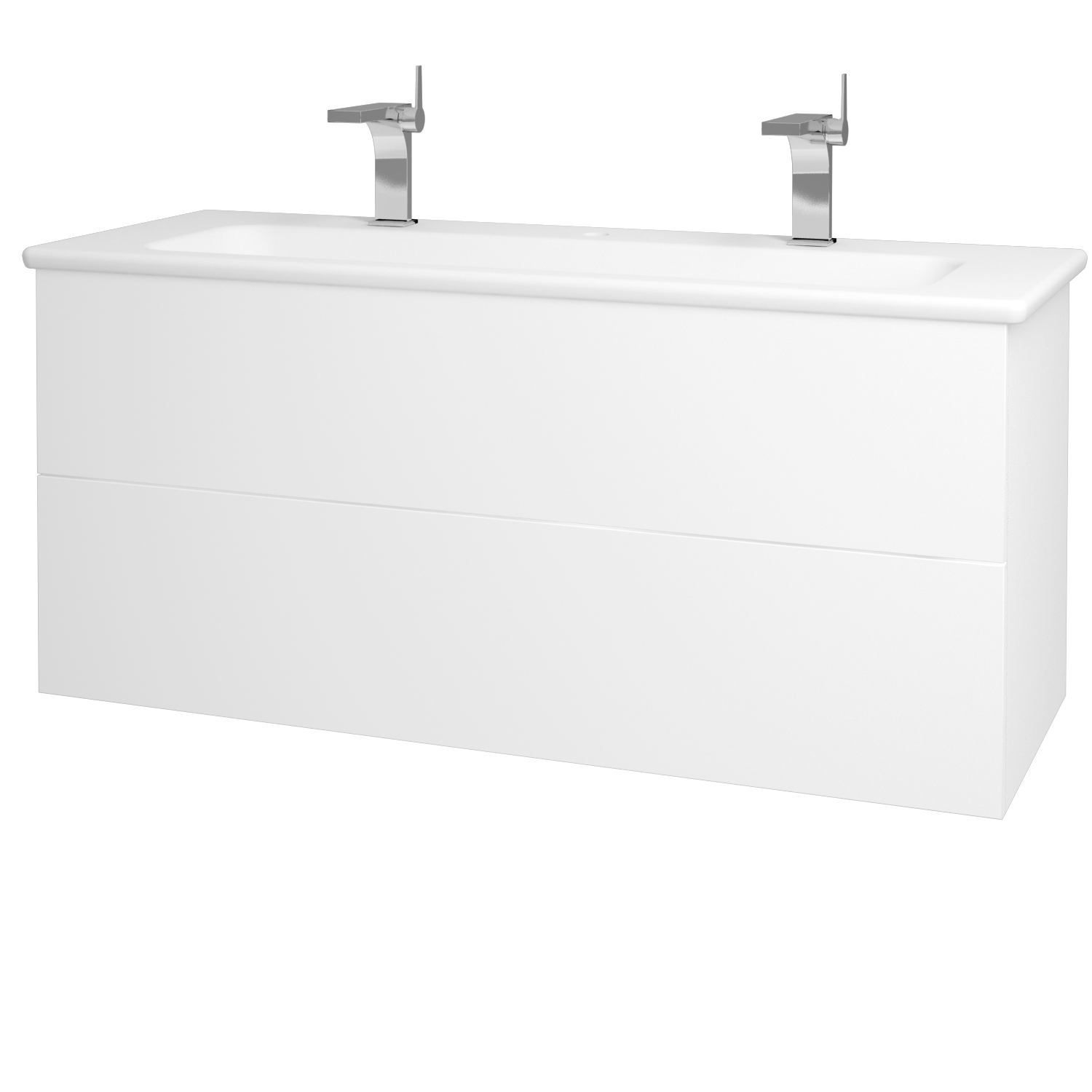 Dřevojas Koupelnová skříňka VARIANTE SZZ2 120 (umyvadlo Pura) - M01 Bílá mat / M01 Bílá mat - Dřevojas