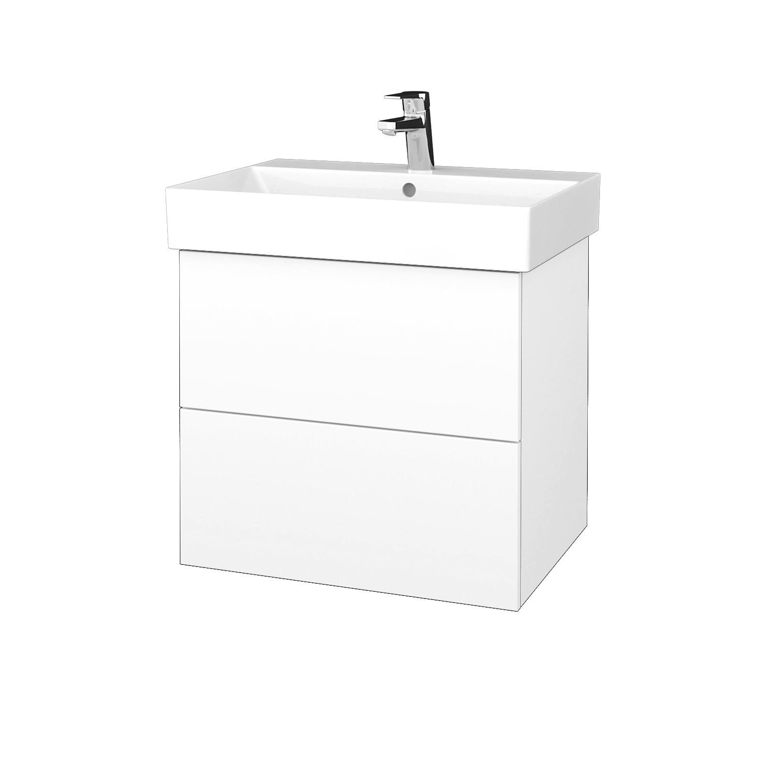 Dřevojas Koupelnová skříňka VARIANTE SZZ2 60 umyvadlo Glance - M01 Bílá mat / M01 Bílá mat - Dřevojas