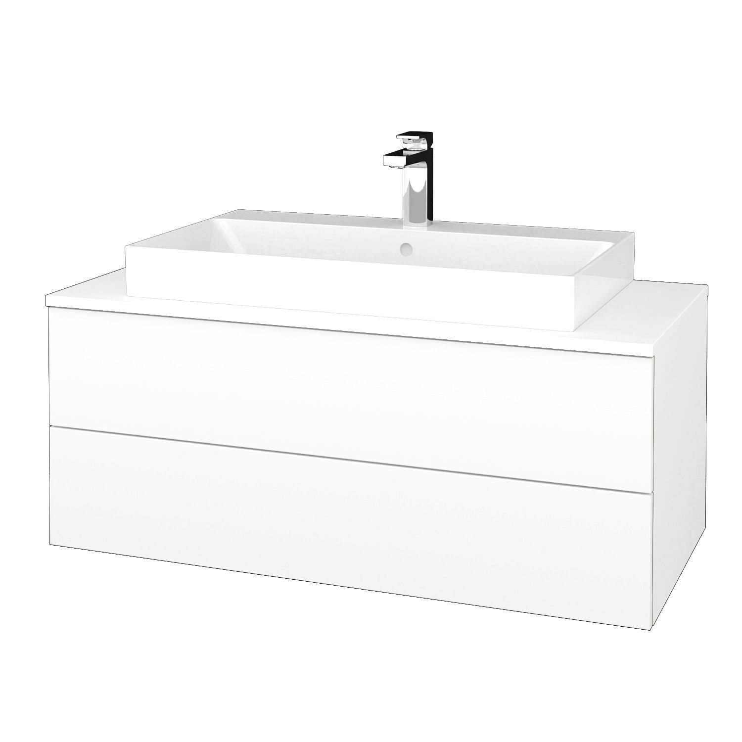 Dřevojas Koupelnová skříňka MODULE SZZ2 100 umyvadlo Glance - M01 Bílá mat / M01 Bílá mat - Dřevojas