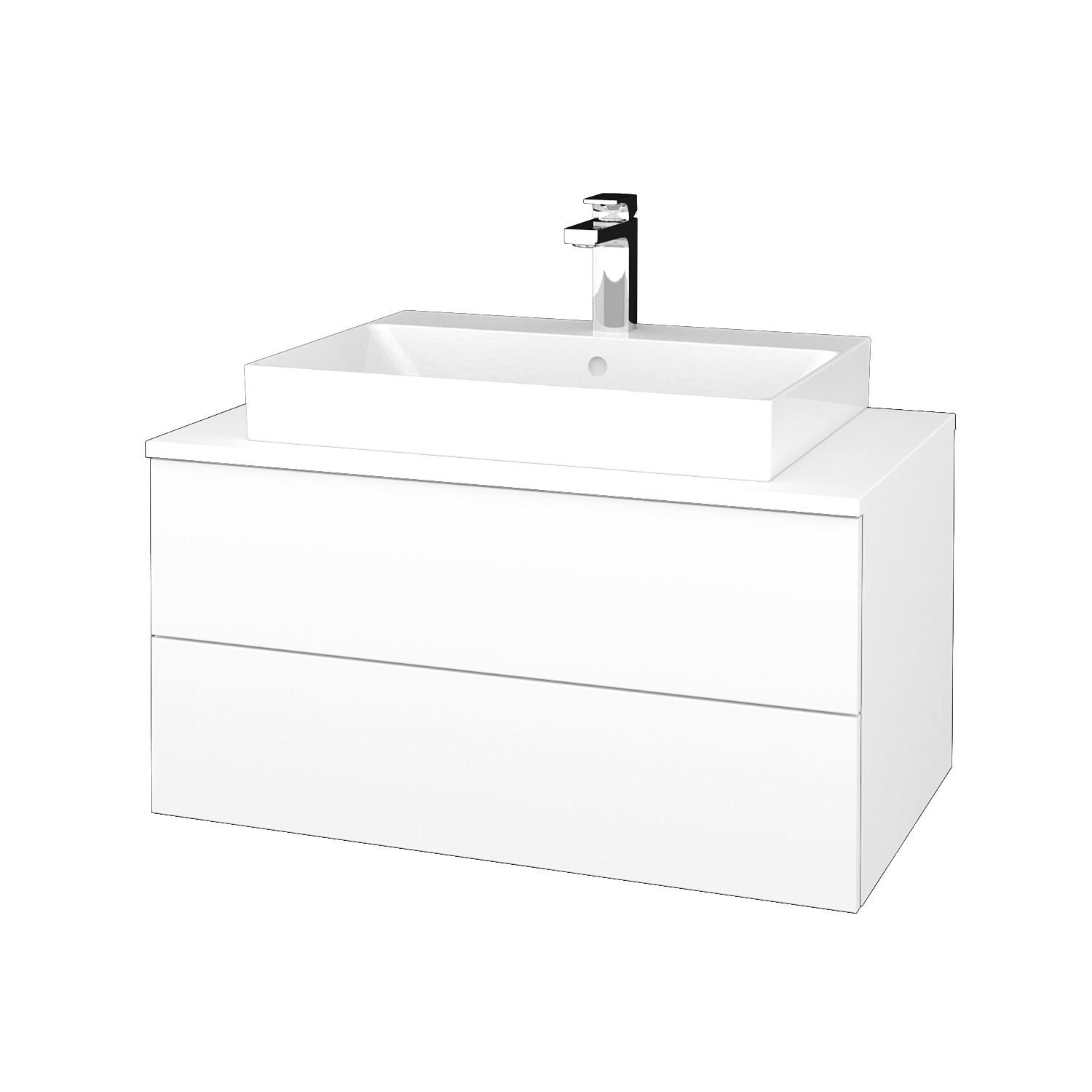 Dřevojas Koupelnová skříňka MODULE SZZ2 80 umyvadlo Glance - M01 Bílá mat / M01 Bílá mat - Dřevojas