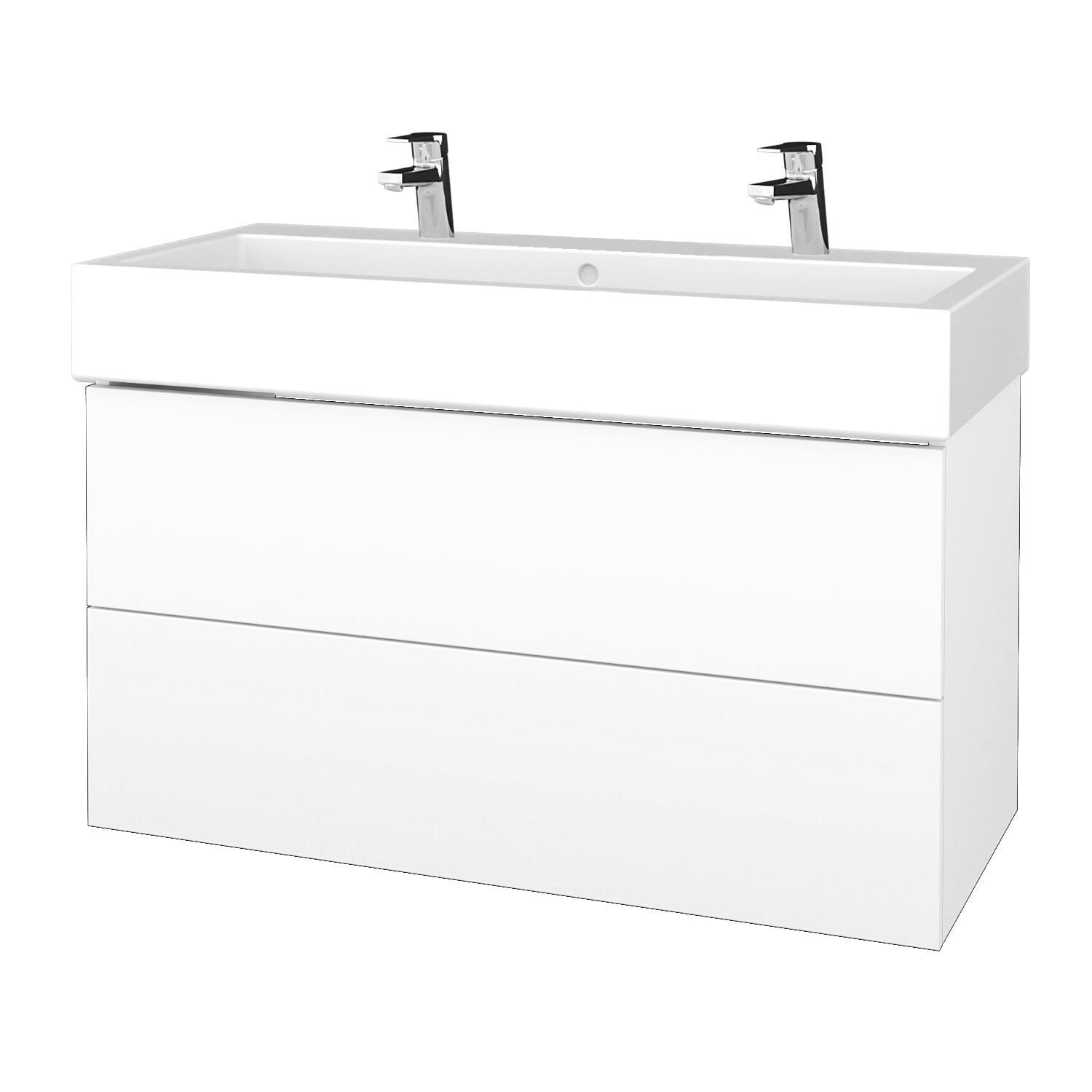 Dřevojas Koupelnová skříňka VARIANTE SZZ2 100 pro umyvadlo Duravit Vero - M01 Bílá mat / M01 Bílá mat - Dřevojas