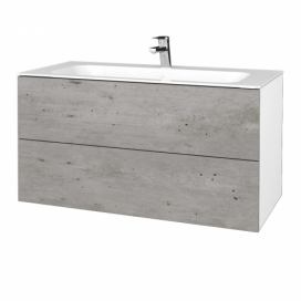 Dřevojas Koupelnová skříňka VARIANTE SZZ2 100 pro umyvadlo Finion - N01 Bílá lesk / D01 Beton