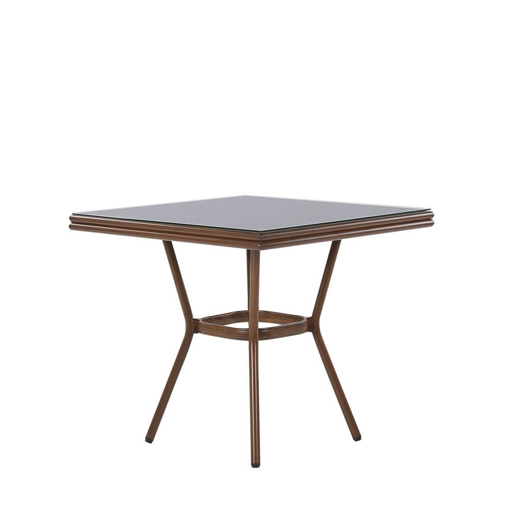 Zahradní stůl hliníkový 80 x 80 cm černý/tmavé dřevo CASPRI - Beliani.cz