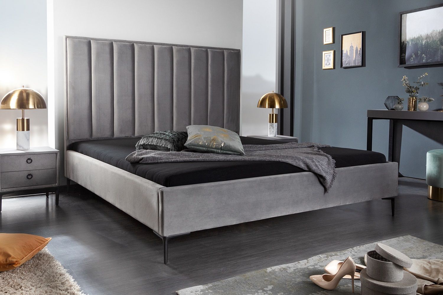 LuxD Designová postel Gallia 180 x 200 cm stříbrno-šedá - Estilofina-nabytek.cz