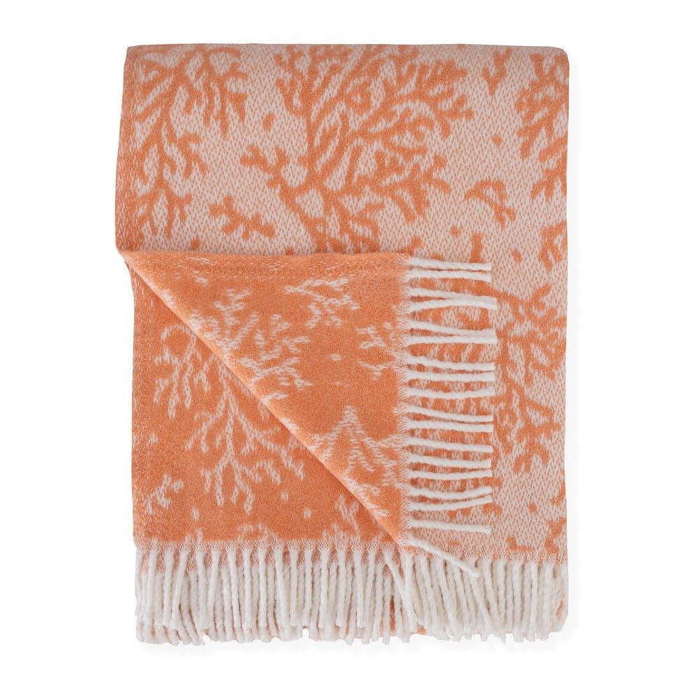 Oranžový pléd s podílem bavlny Euromant Coral, 140 x 180 cm - Bonami.cz