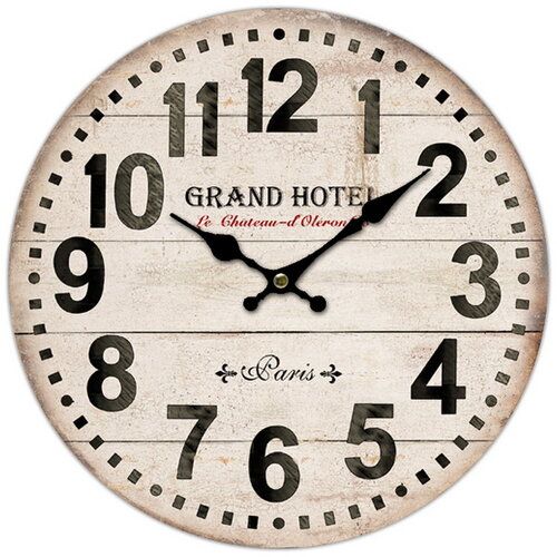 Dřevěné nástěnné hodiny Grand hotel Paris, pr. 34 cm - 4home.cz
