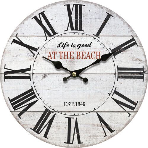 Dřevěné nástěnné hodiny At the beach, pr. 34 cm - 4home.cz