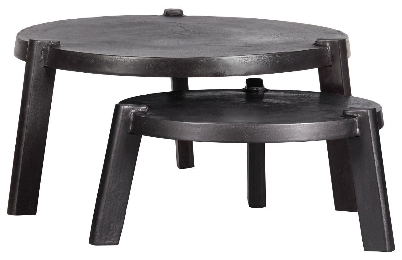 Hoorns Set dvou černých kovových konferenčních stolků Saul 58/78 cm - Designovynabytek.cz