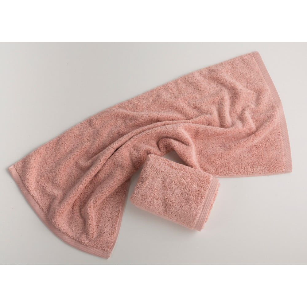 Růžový bavlněný ručník El Delfin Lisa Coral, 30 x 50 cm - Bonami.cz