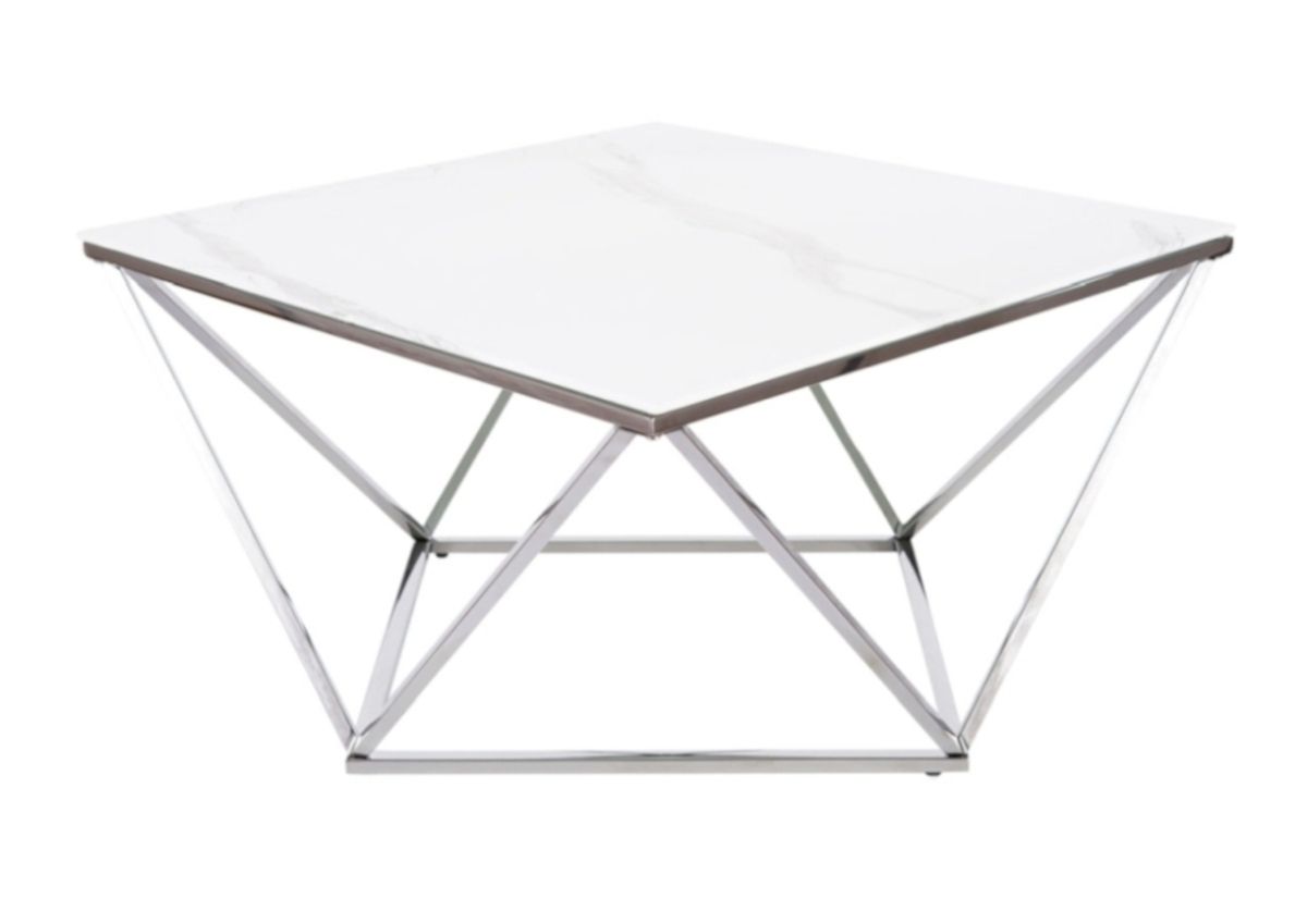 Expedo Konferenční stolek PRATA A II, 80x45x80, bílý mramor/stříbrná - Expedo s.r.o.