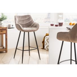 LuxD Designová barová židle Kiara šampaňský samet