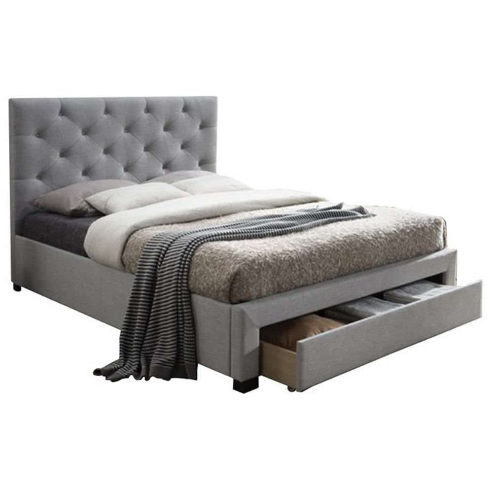 Čalouněná postel SANTOLA 180 x 200 cm šedá Matrace: Bez matrace - Výprodej Povlečení