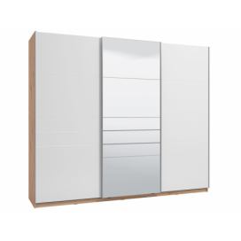 Třídveřová posuvná skříň se zrcadlem Auri 270 - dub artisan/bílá