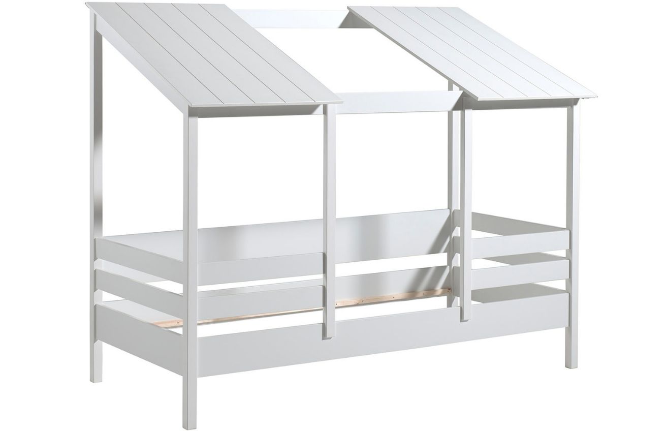 Bílá dřevěná dětská postel Vipack Housebed 90 x 200 cm s otevřenou střechou II. - Designovynabytek.cz
