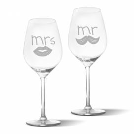 Skleničky na víno SABLIO - Mr. a mrs. 2 x 49 cl