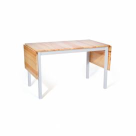 Borovicový rozkládací jídelní stůl s bílou konstrukcí Bonami Essentials Brisbane, 120 (200) x 70 cm