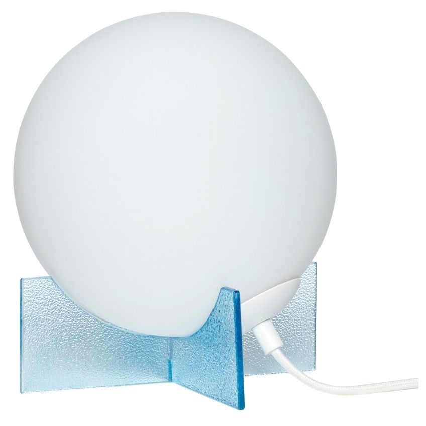 Bílo modrá skleněná stolní lampa Hübsch Moon 20 cm - Designovynabytek.cz