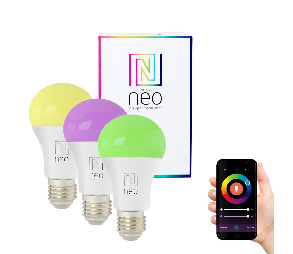  NEO LITE SMART sada 3x žárovka LED E27 9W RGB+CCT barevná a bílá, stmívatelná, Wi-Fi, TUYA 07712C -  Svět-svítidel.cz