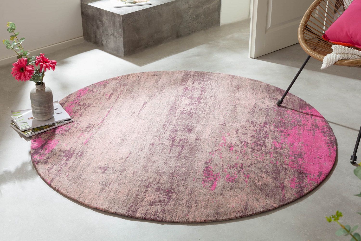LuxD Designový kulatý koberec Rowan 150 cm béžovo-růžový - Estilofina-nabytek.cz