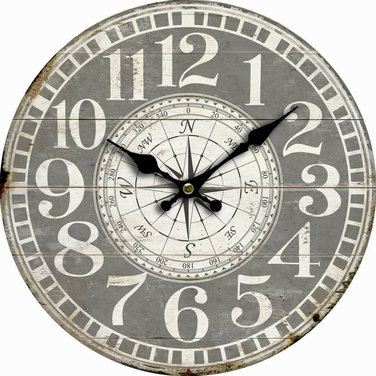 Dřevěné nástěnné hodiny Vintage compass, pr. 34 cm - 4home.cz