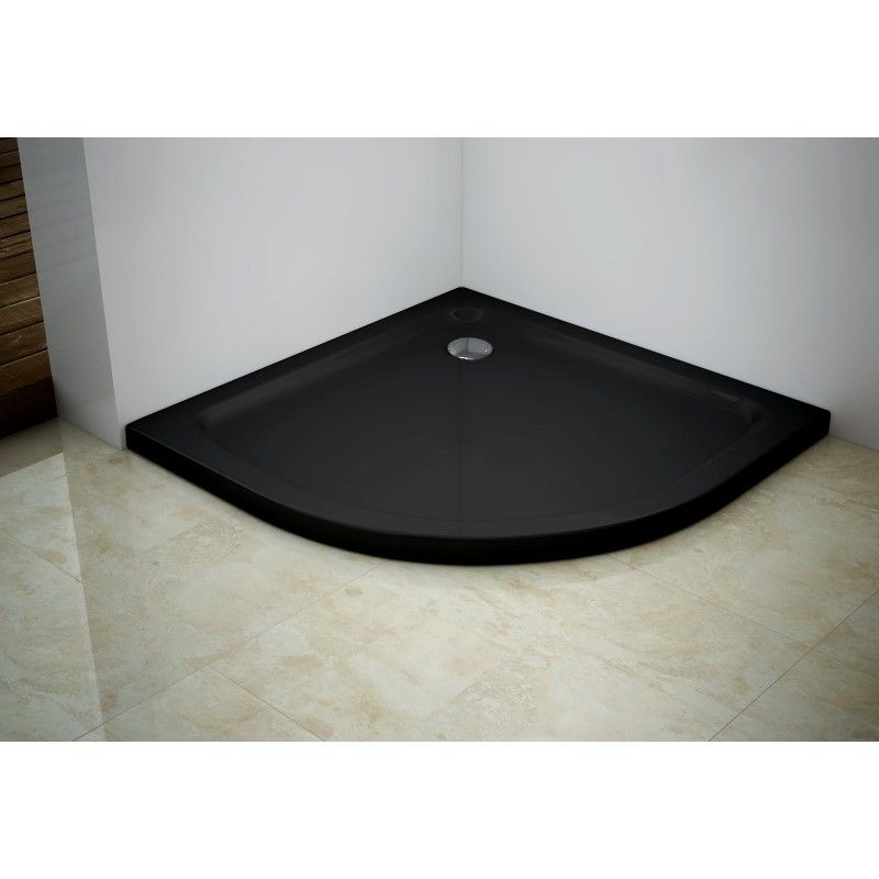 Sprchová vanička polokruhová MEXEN SLIM černá, 80x80 cm + sifon - Houseland.cz