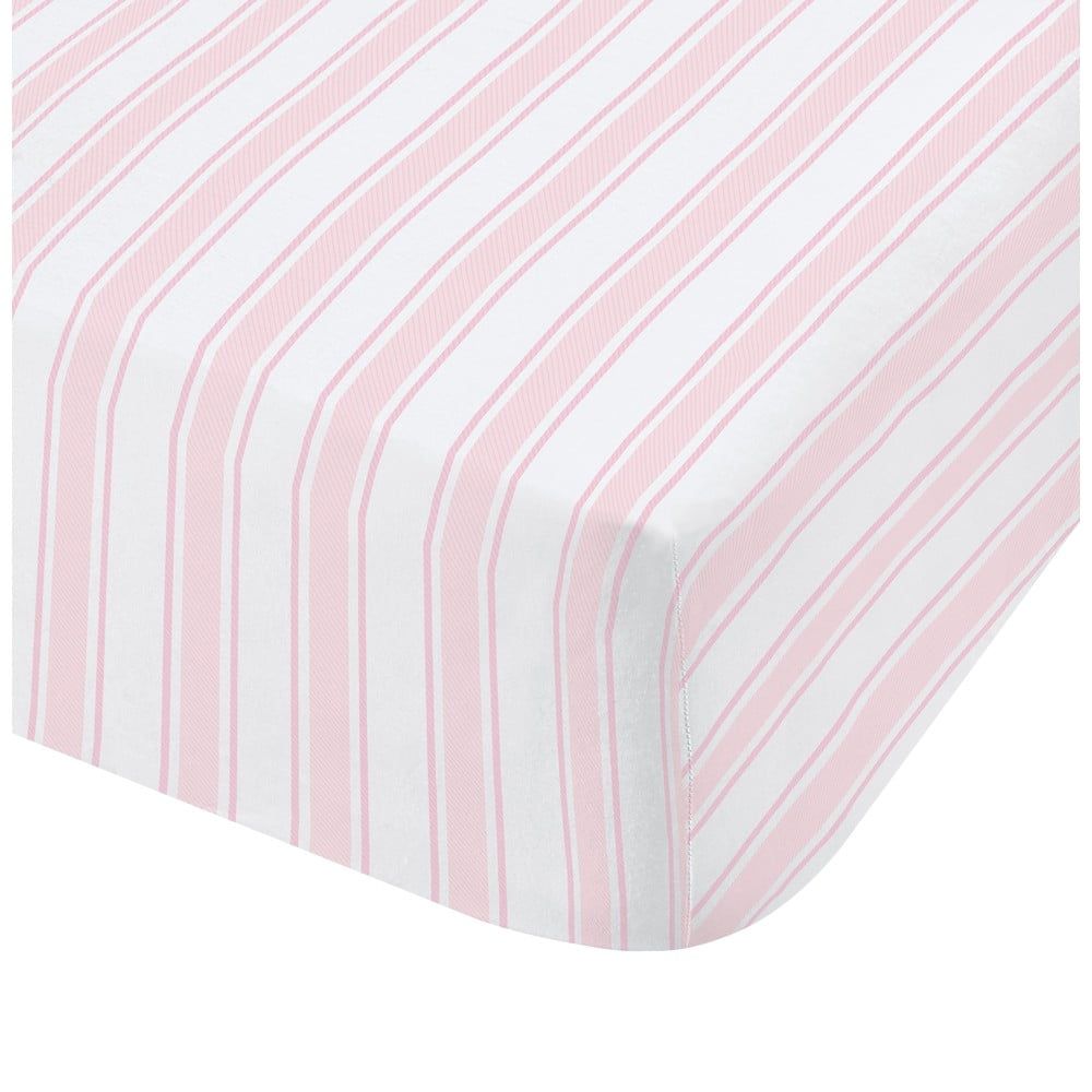 Růžovo-bílé bavlněné prostěradlo Bianca Check and Stripe, 90 x 190 cm - Bonami.cz